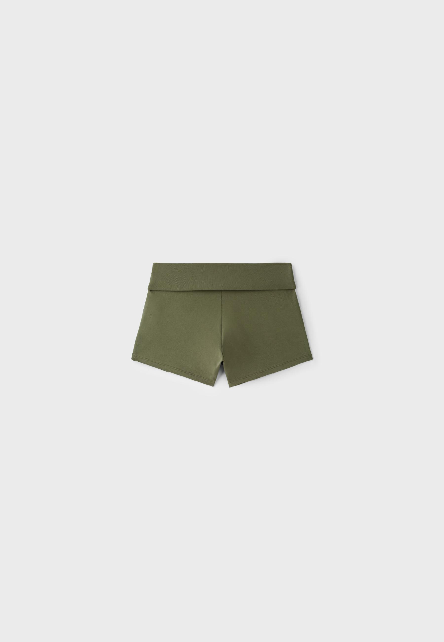 Fold-over mini shorts — Khaki
