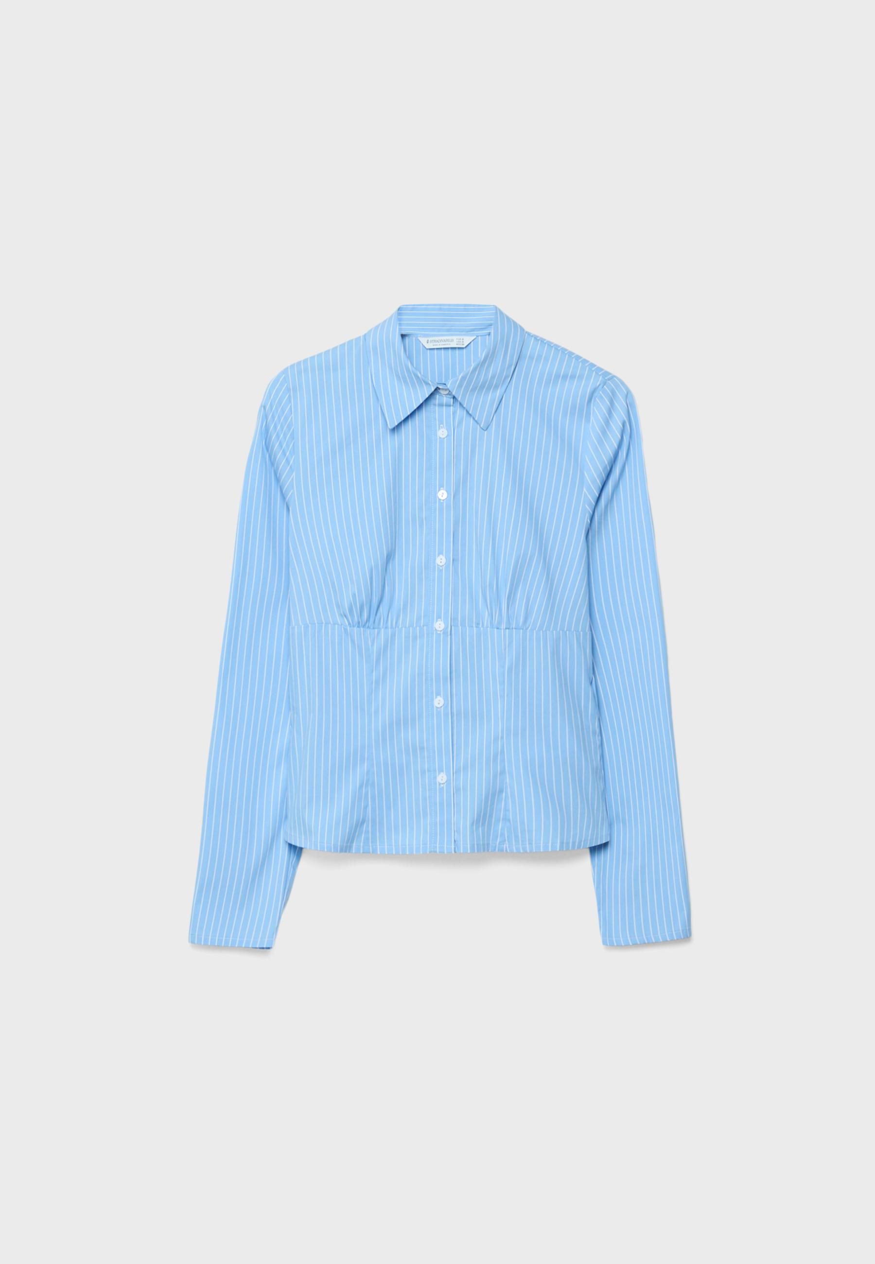 Fitted shirt with underbust seam — Sky blue