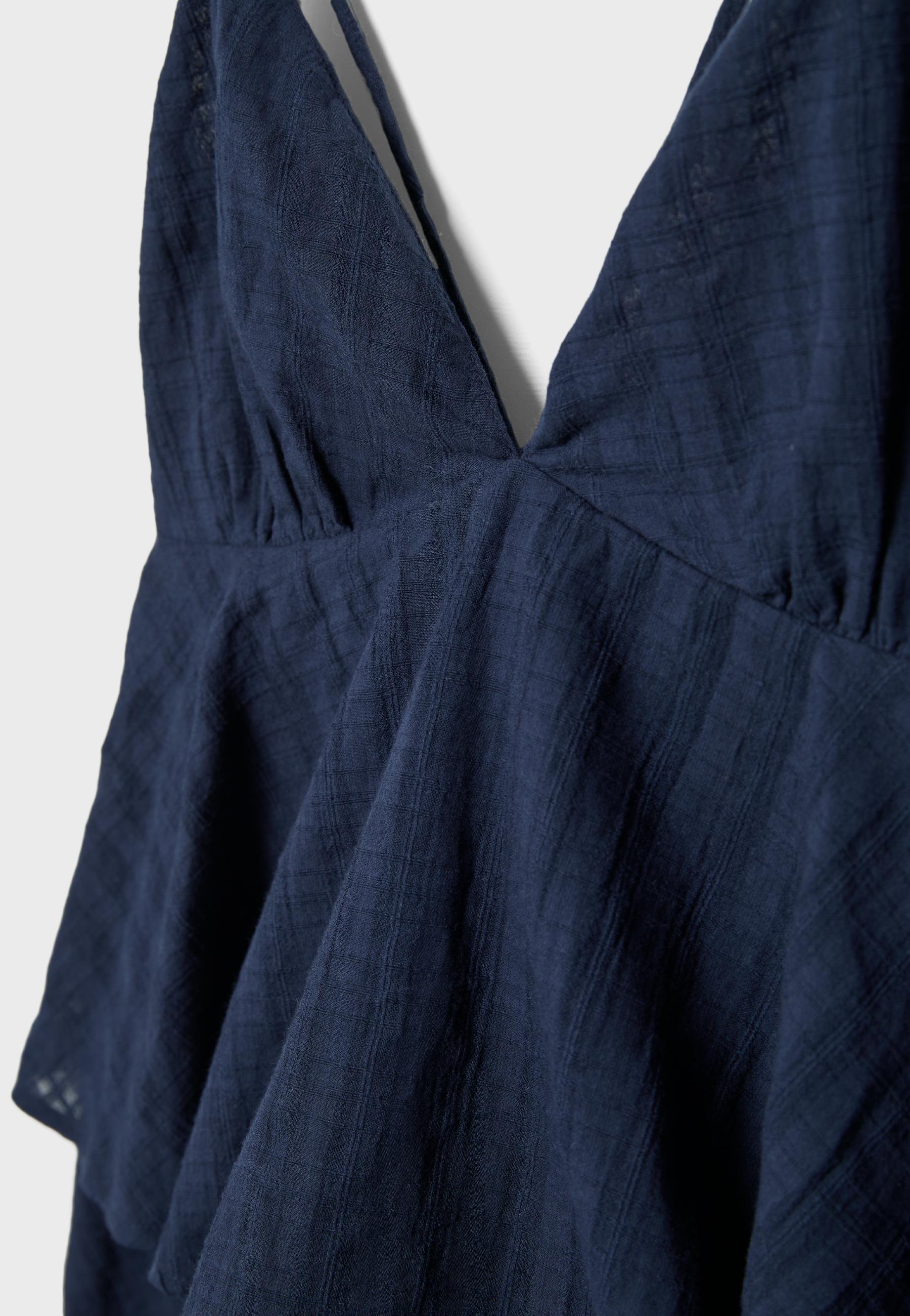 Short ruffled strappy dress — Dark blue