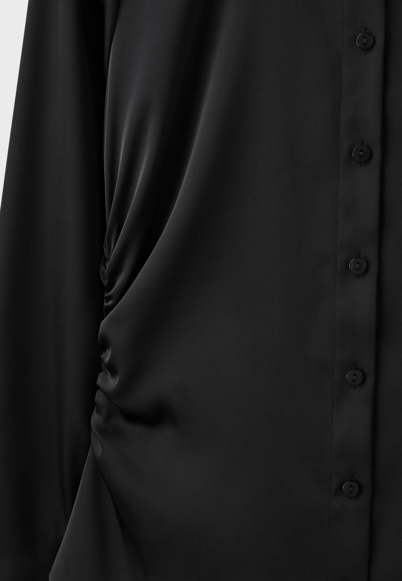 Gathered sateen shirt — Black