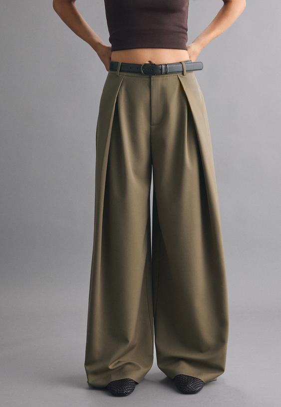 pantalon wide leg pinzas cinturon