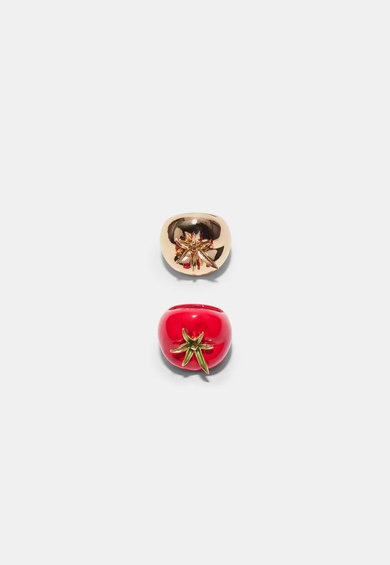 Stradivarius Set Of 2 Tomato Rings Red Os