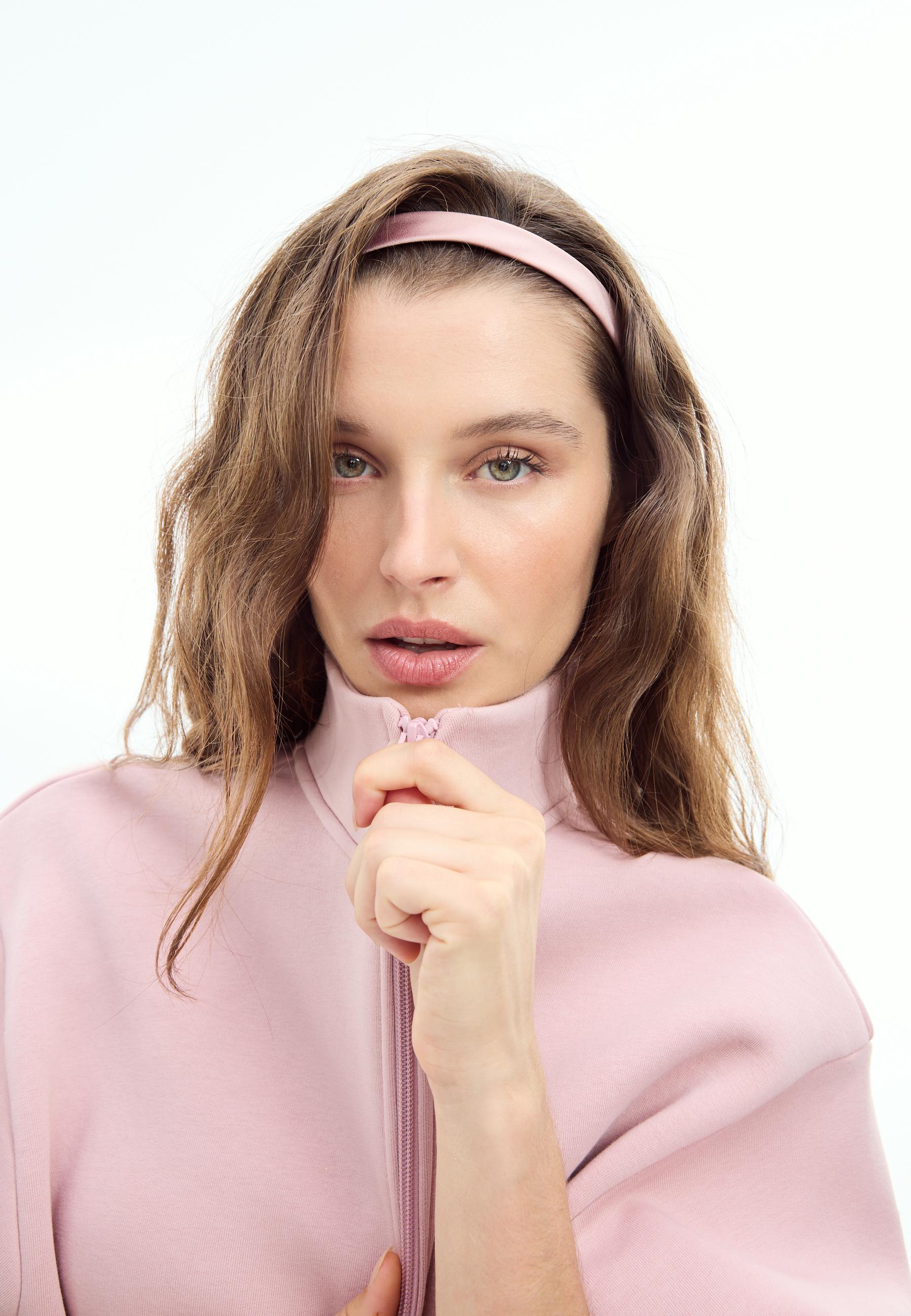 High neck cropped sweatshirt — Dusty rose