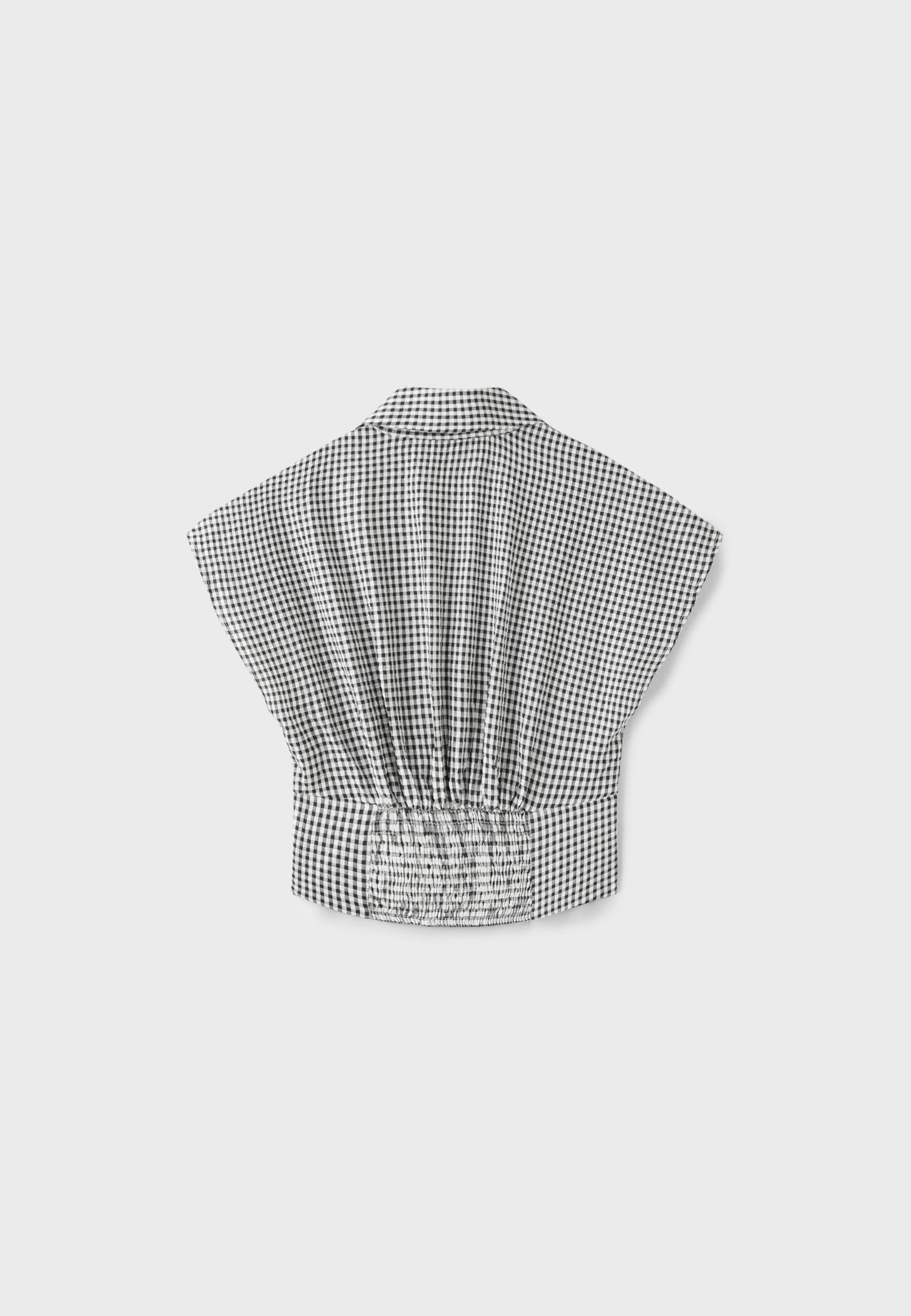 Checked cummerbund shirt — Ecru