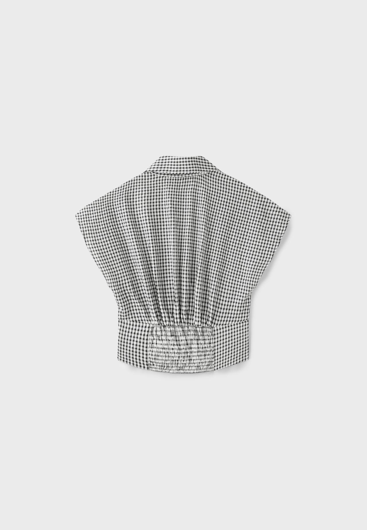 Checked sash shirt — Ecru