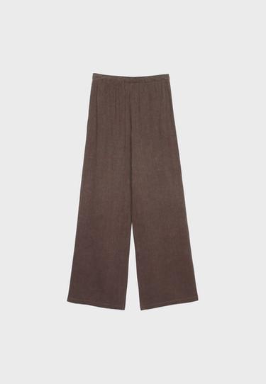 Straight-leg linen-effect trousers — Brown 8