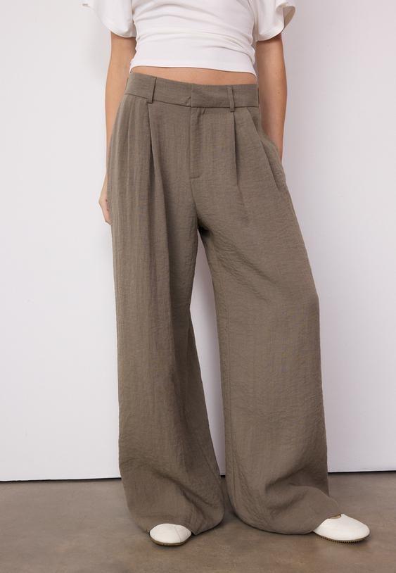 ayarlanabilir dugmeli keten karısımlı bol paca pantolon