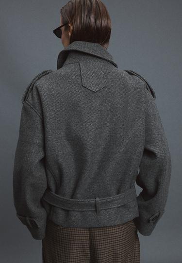 Oversize soft-touch trench coat — Dark grey 5