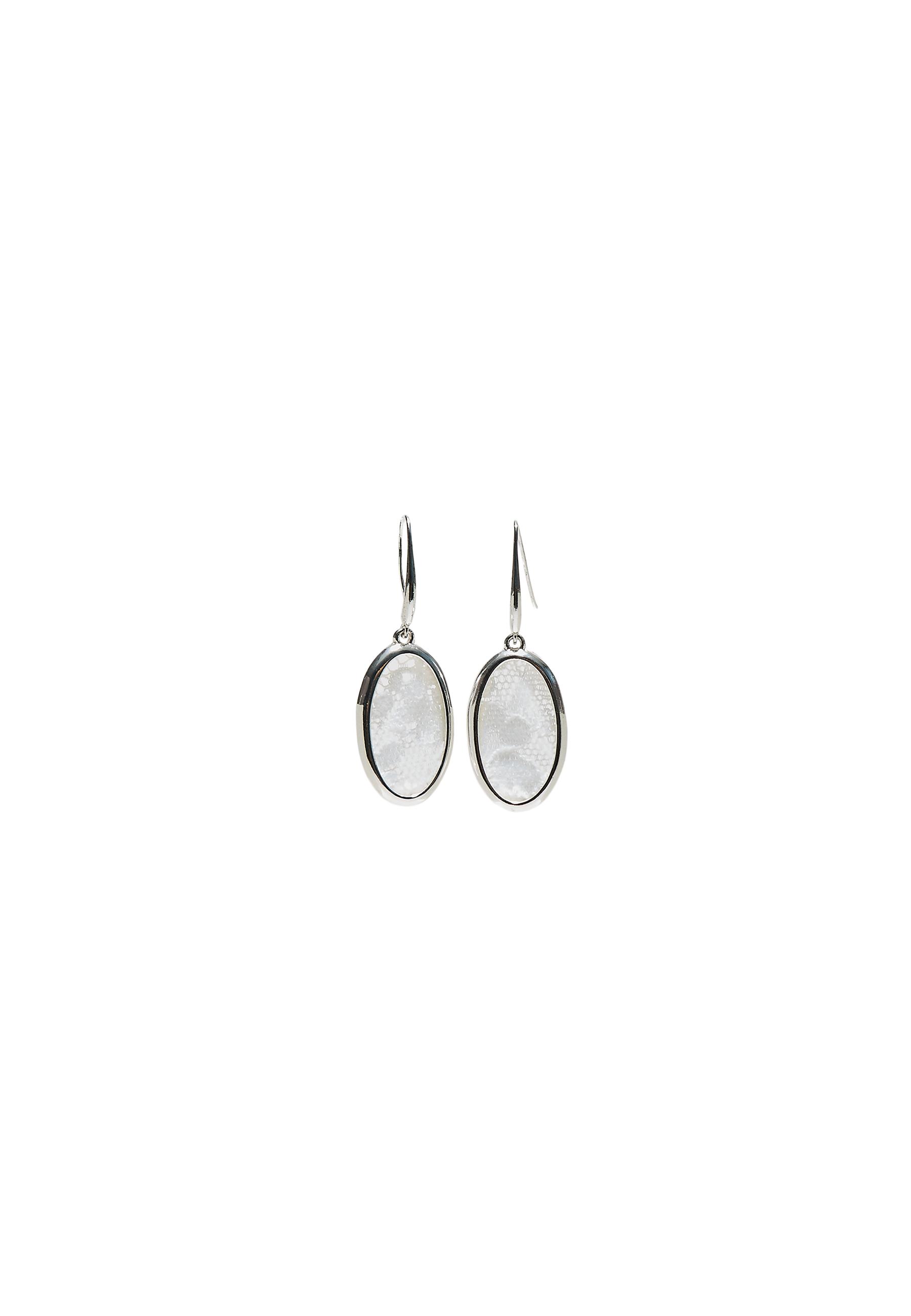 Oval lace dangle earrings — Grey