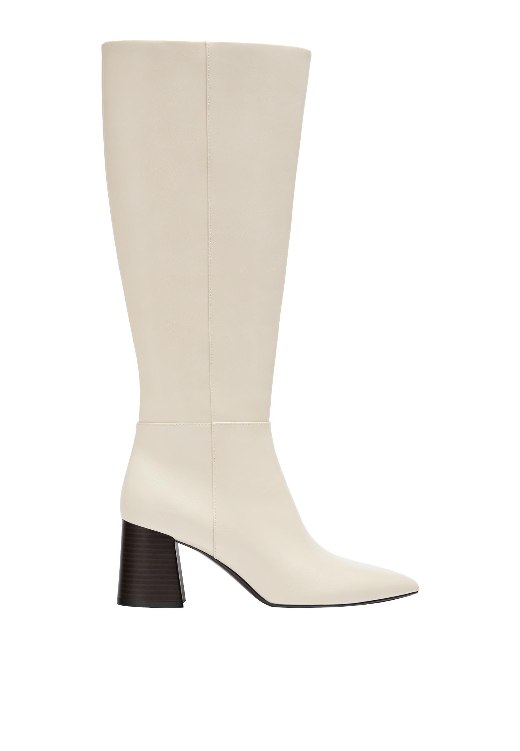 White high-heeled boots — ECRU