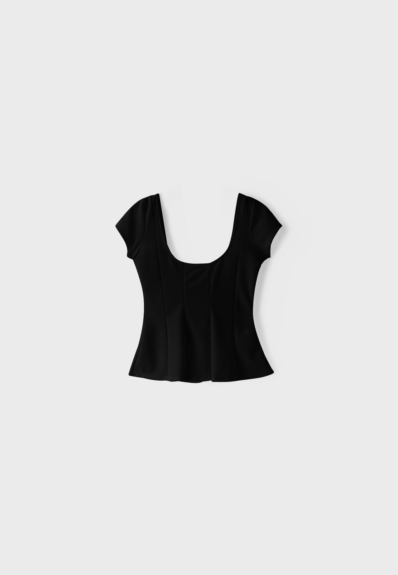 Mini sleeve peplum top — Black