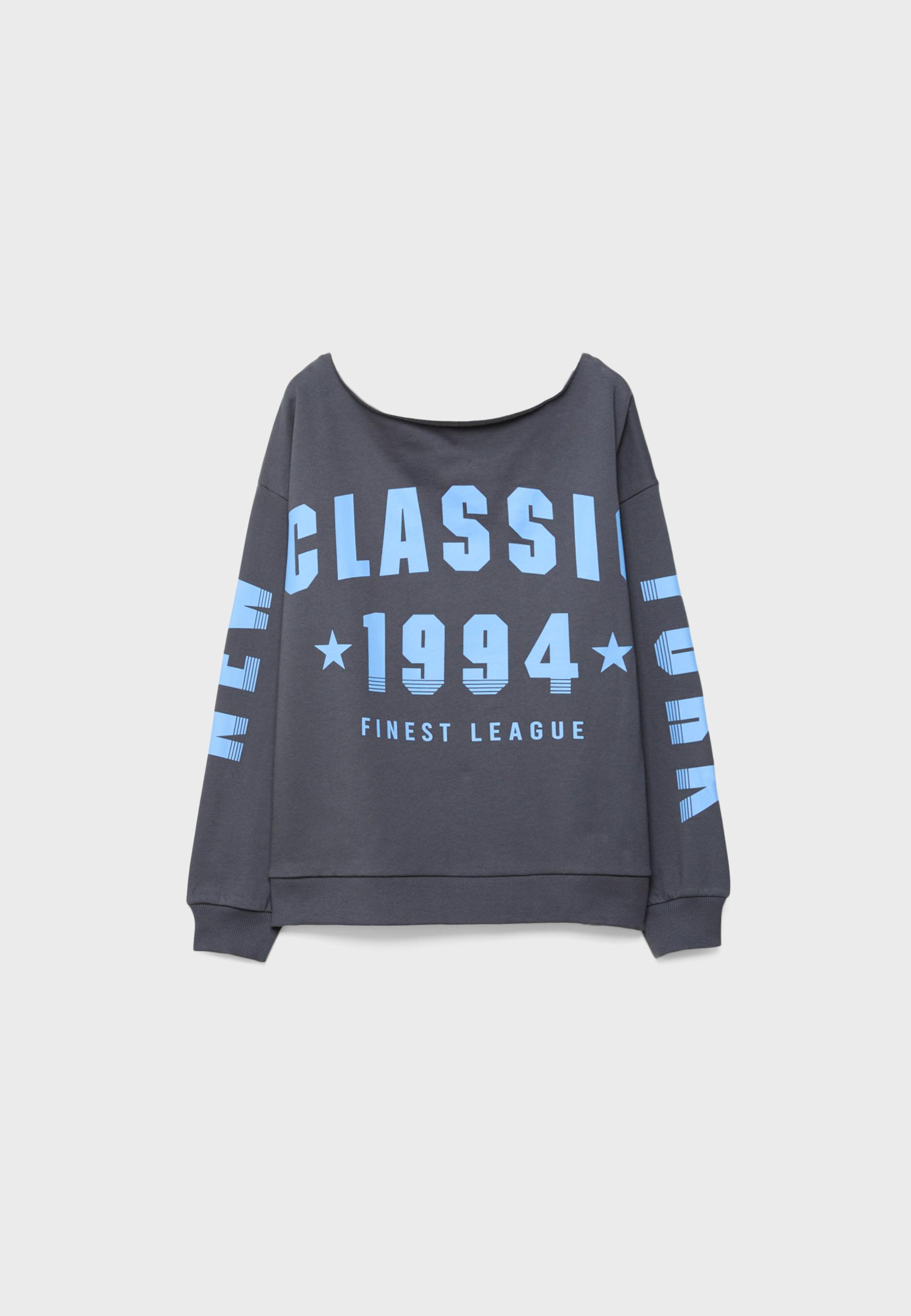 Printed boat neck sweatshirt — Dark grey