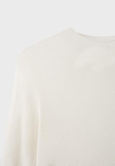 Basic wool silk mock neck jumper — Vanilla 10