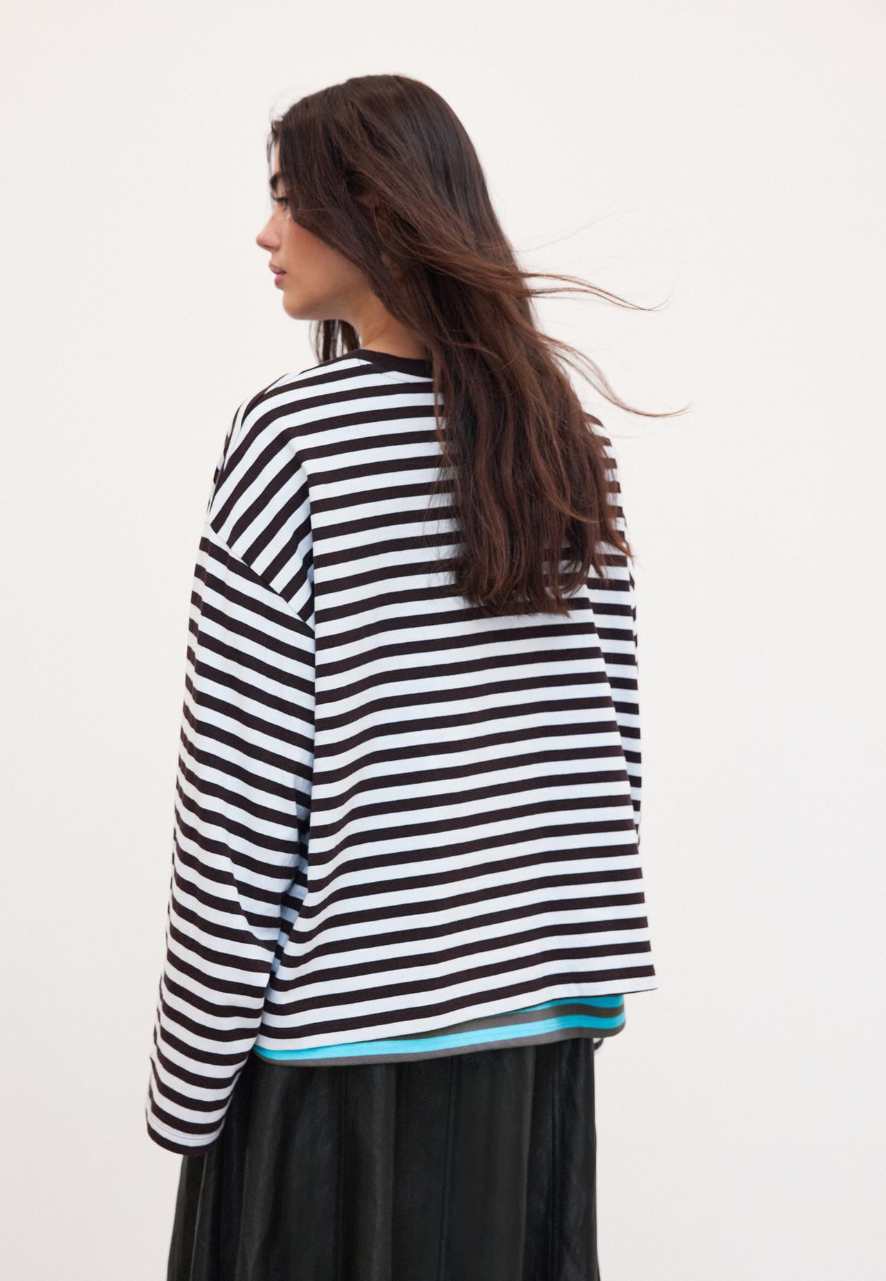 Striped long sleeve T-shirt — Sky blue