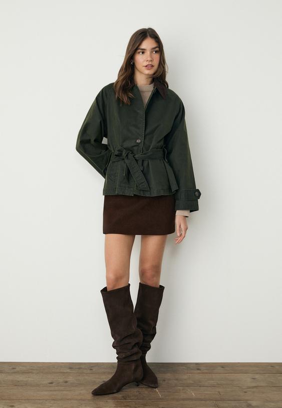 trench corta encerada cinturon