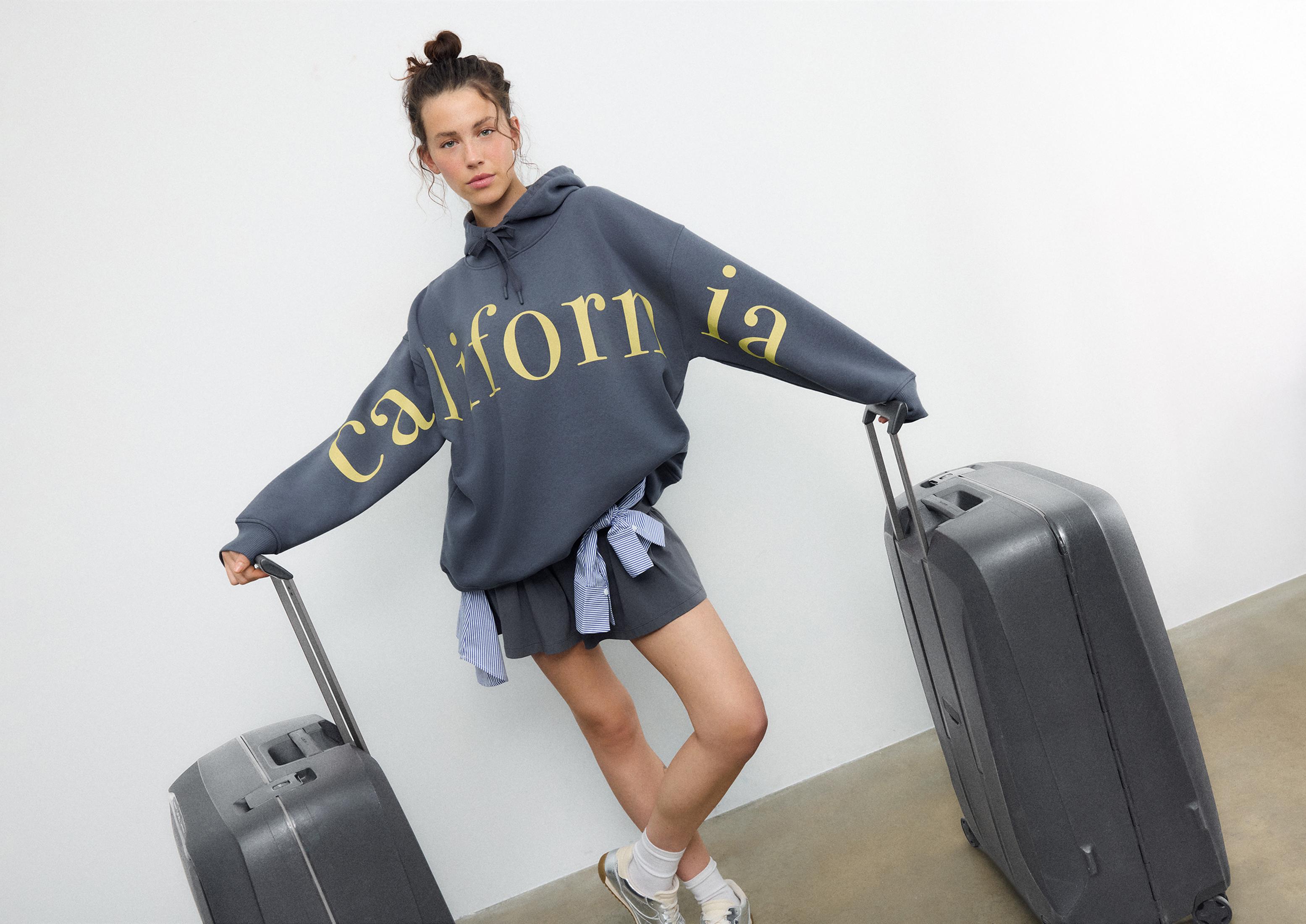 Printed hoodie — Dark grey