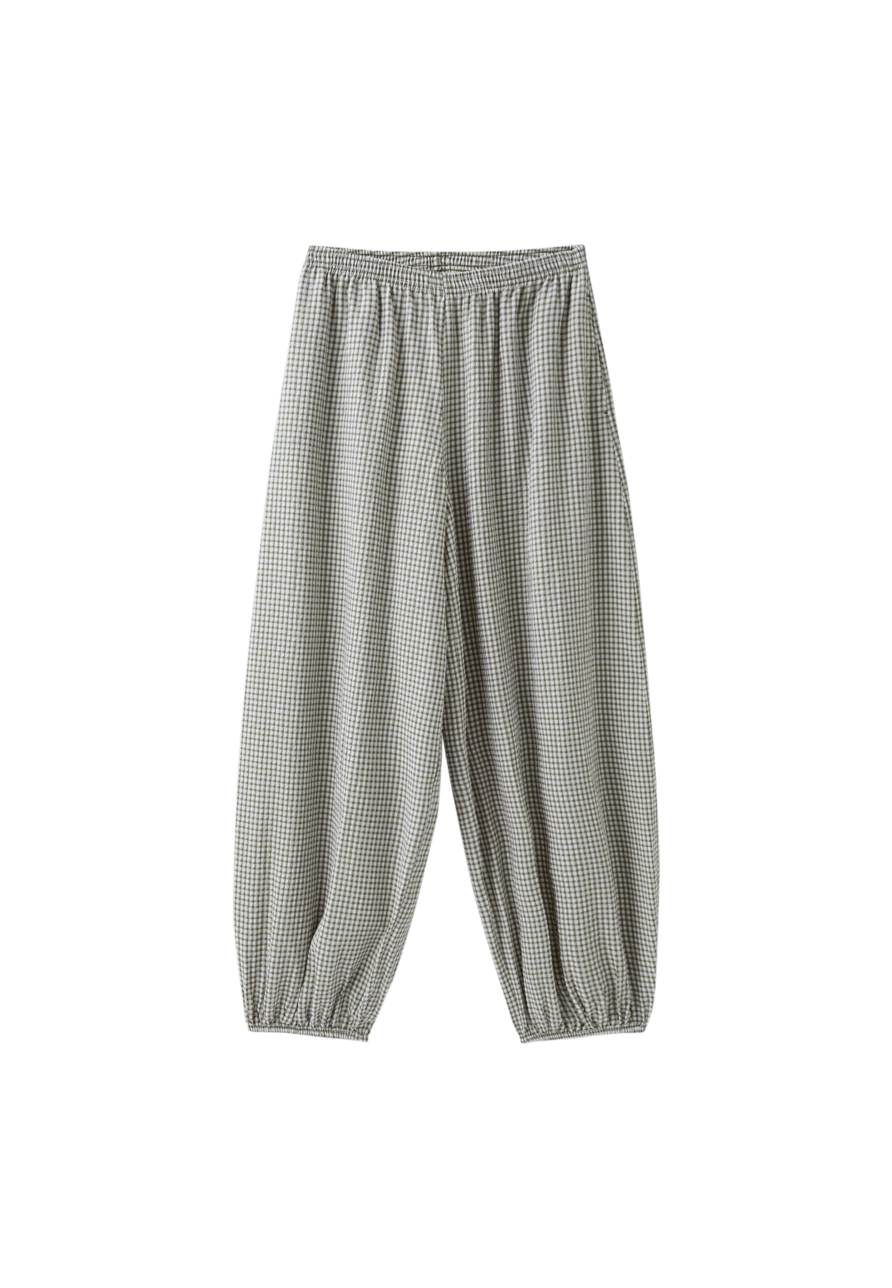 Stradivarius Kare desenli volümlü pantolon görsel 3