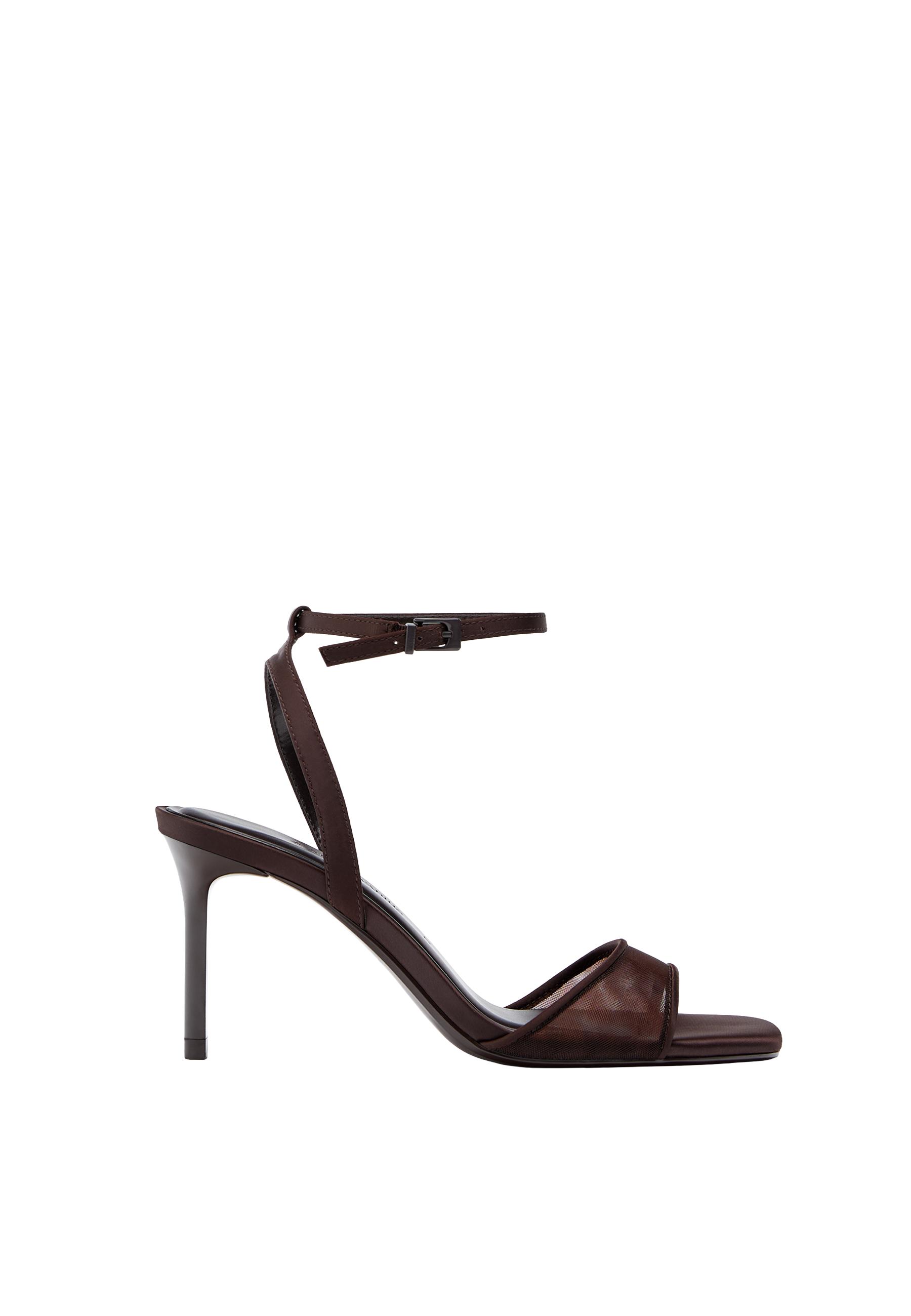 WIDE FIT. Mesh stiletto heeled sandals — BROWN