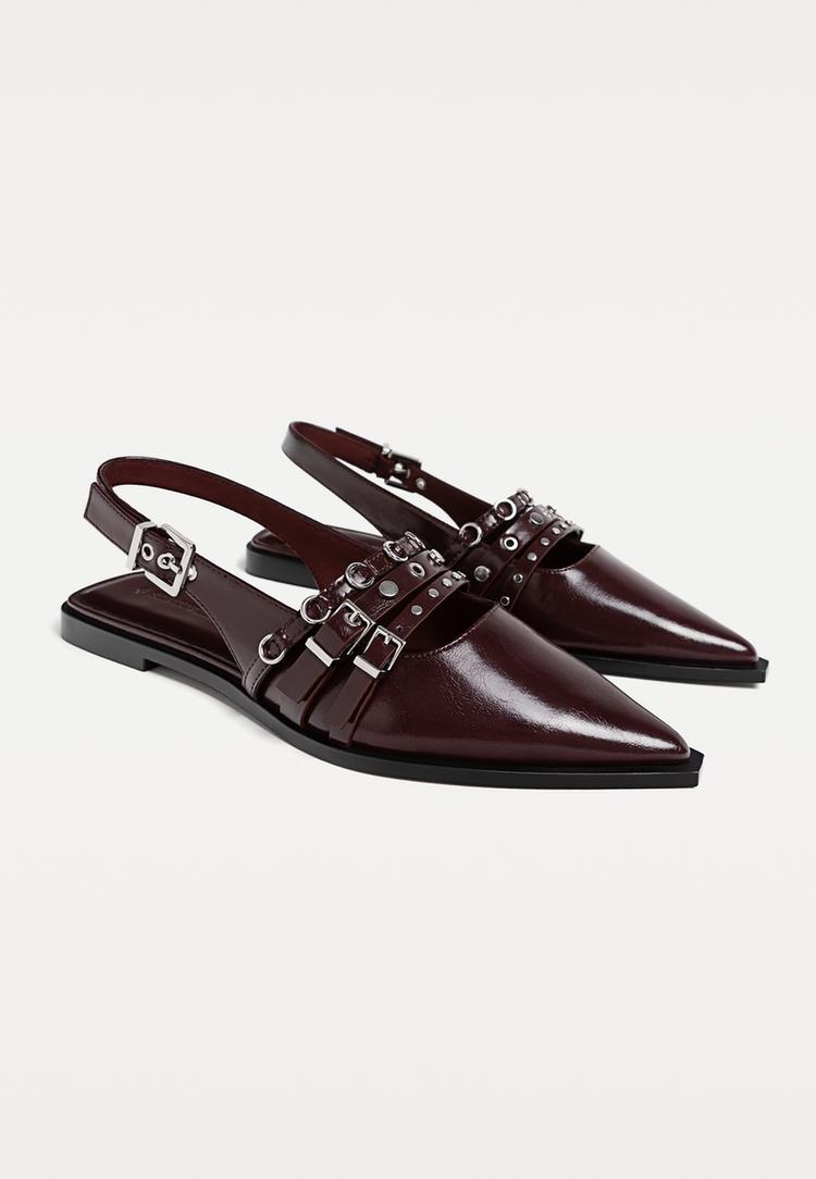 zapatos planos tiras hebillas