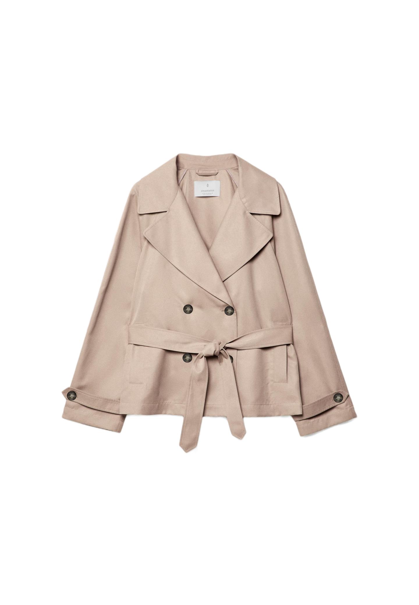 Kemerli kısa, akıcı trençkot - Görsel 10