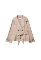 Kemerli kısa, akıcı trençkot - Görsel 25