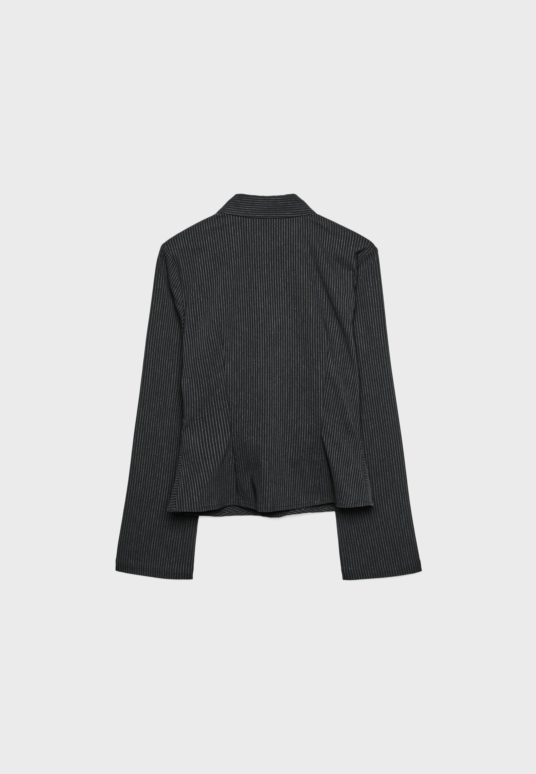 Striped gathered shirt — Black