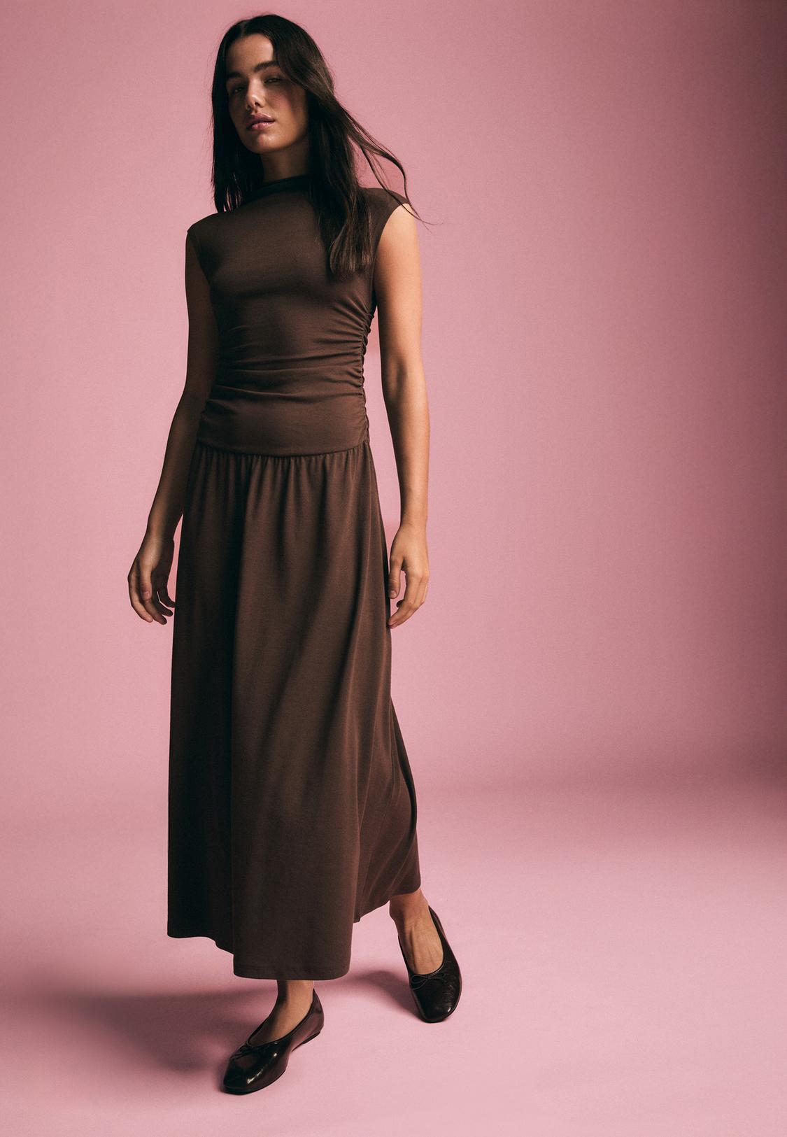 knee length dresses for ladies Argent Funnel Neck Dress main image 1