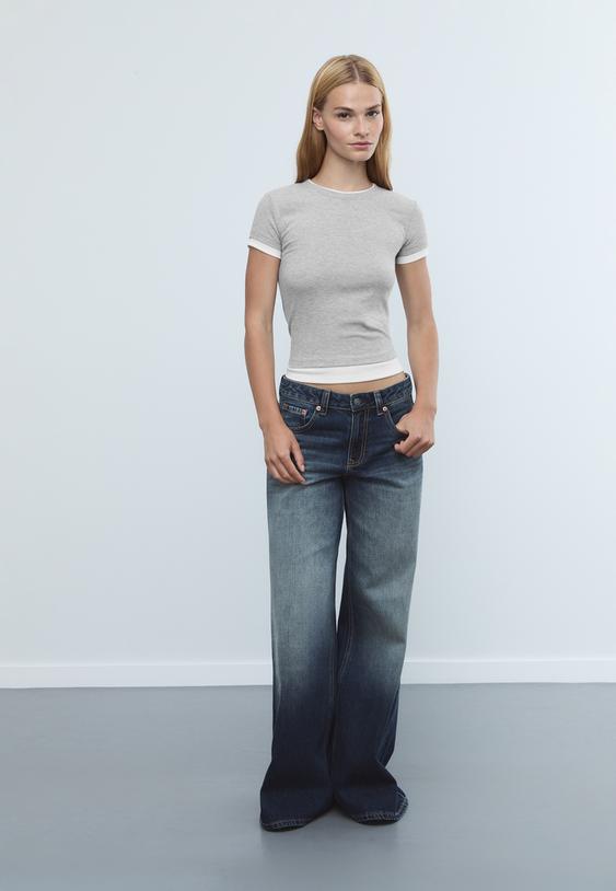 t shirt met dubbel contrast