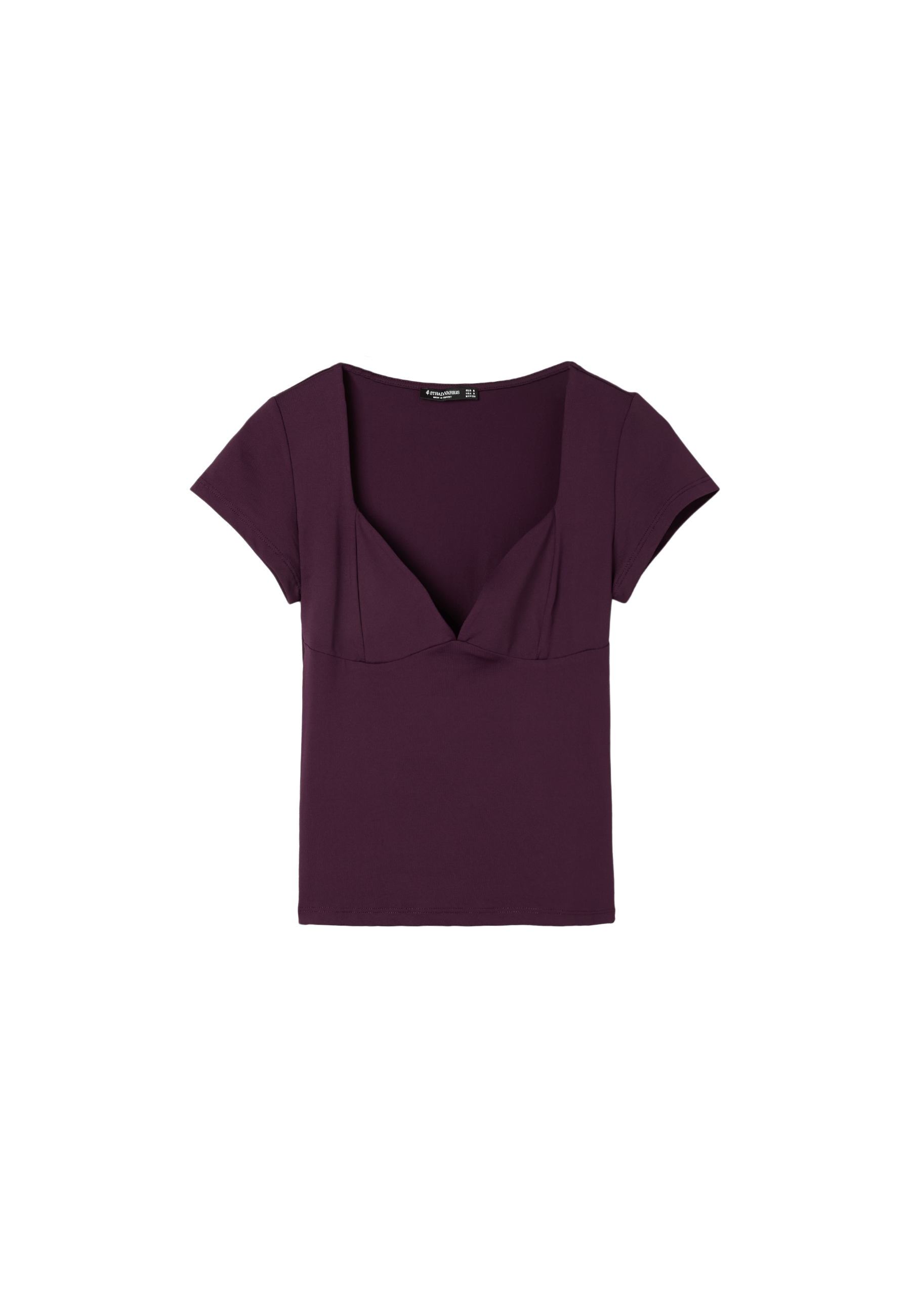 Polyamide V-neck cap sleeve T-shirt — Purple
