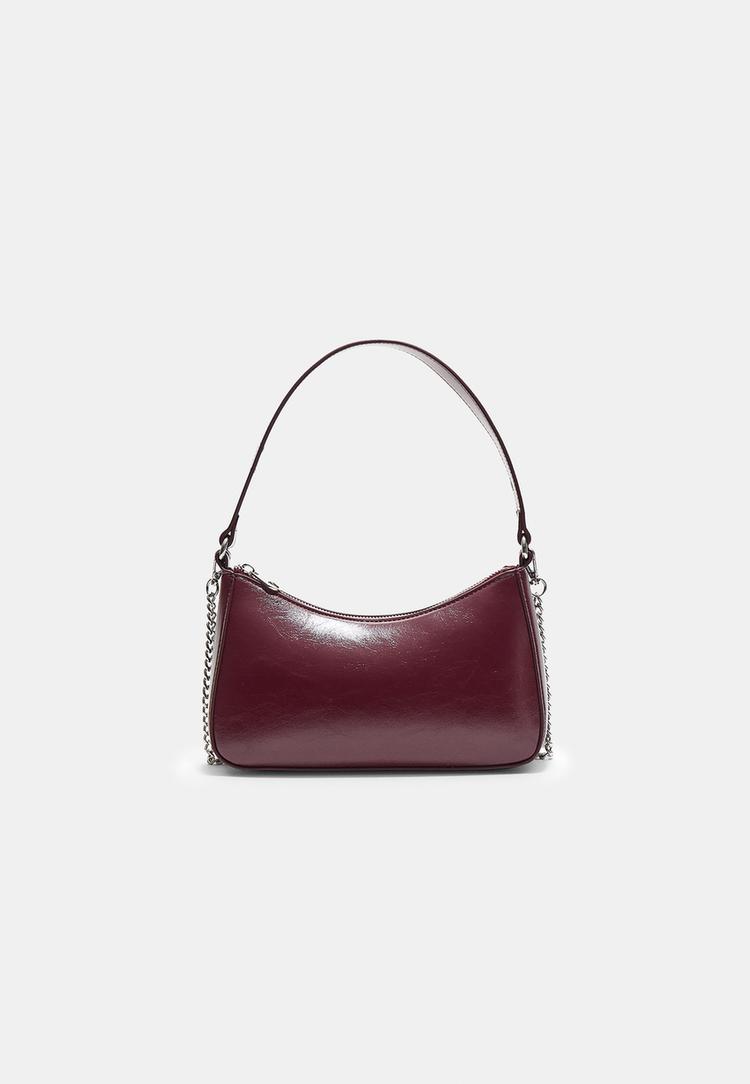 Stradivarius Shoulder bag with chain detail  Burgundy OS (STRADIVARIUS)