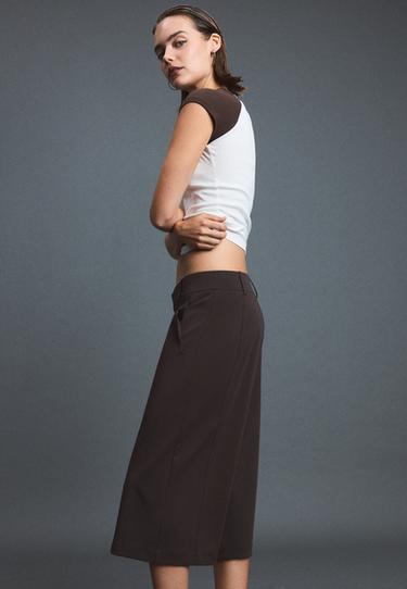Cross-waist smart Bermuda shorts — Brown 4