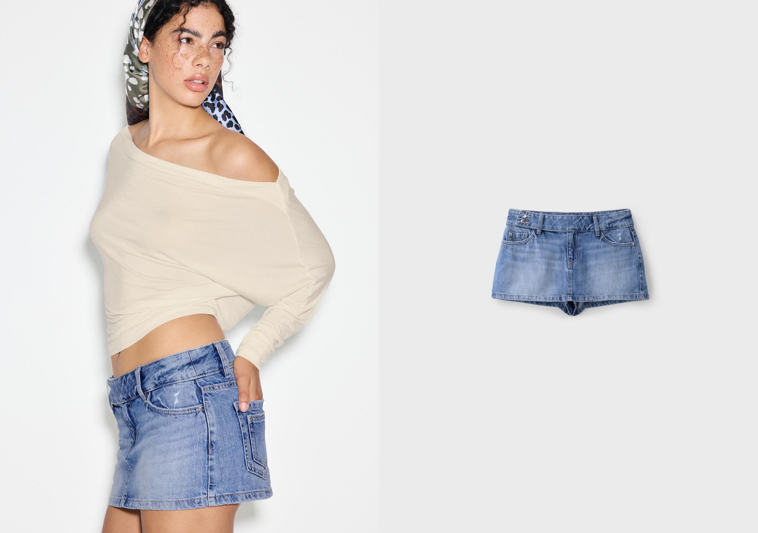 Hammer loop mini skort — MEDIUM BLUE DENIM
