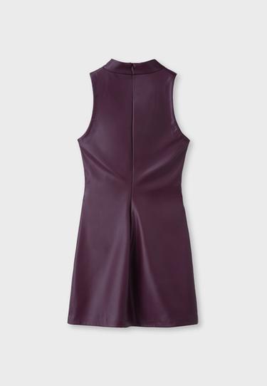 Short leather effect halter dress — Purple 8