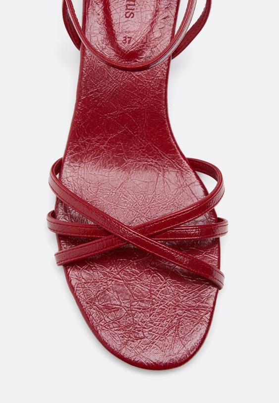 Stradivarius Kitten Heel Strappy Sandals Red 6