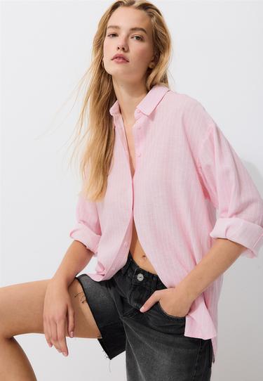 Linen effect shirt — Dusty rose 6