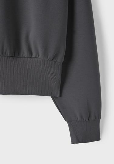 Cropped sweatshirt with waistband — Dark grey 9