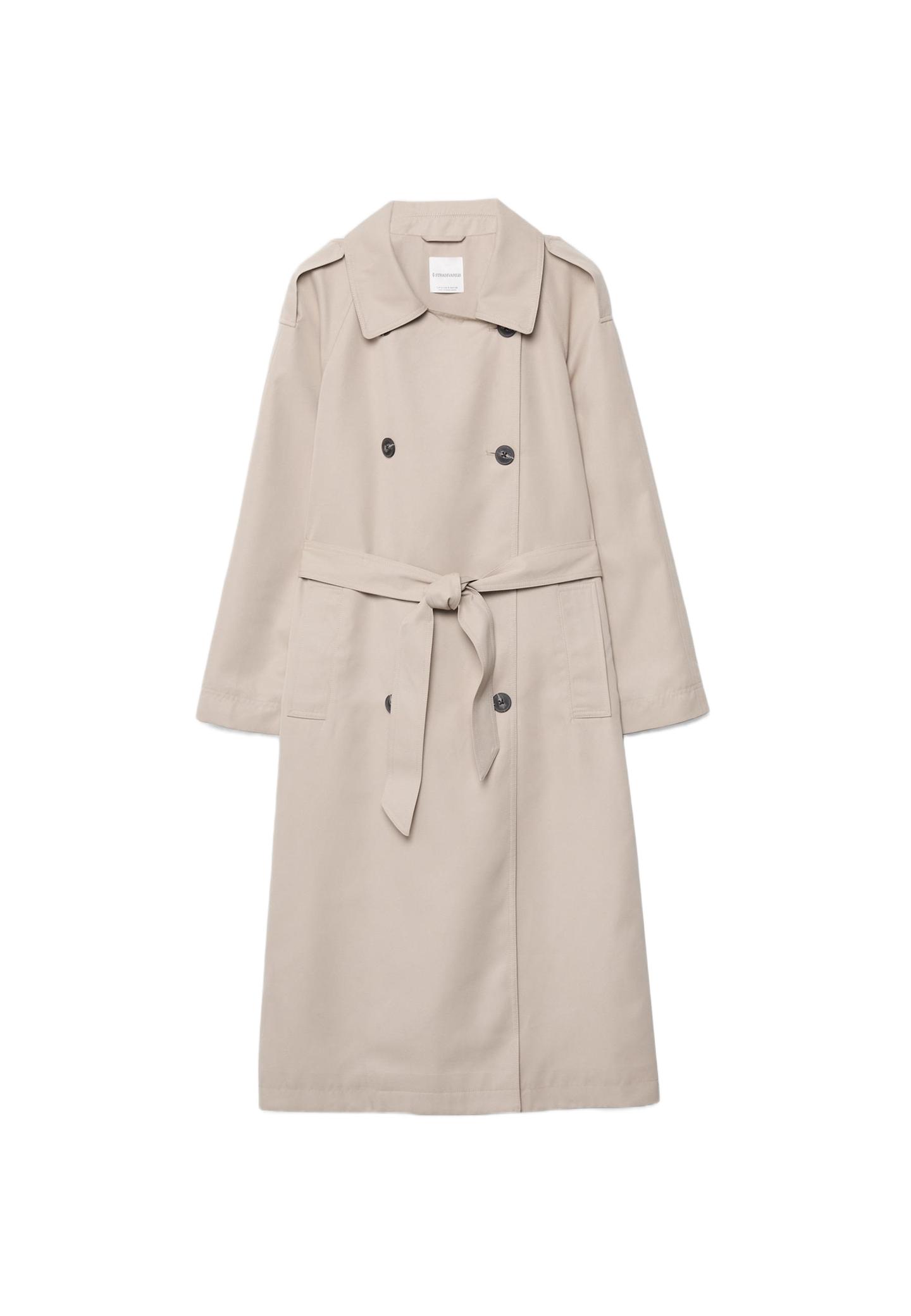 Dökümlü uzun trençkot - Görsel 15