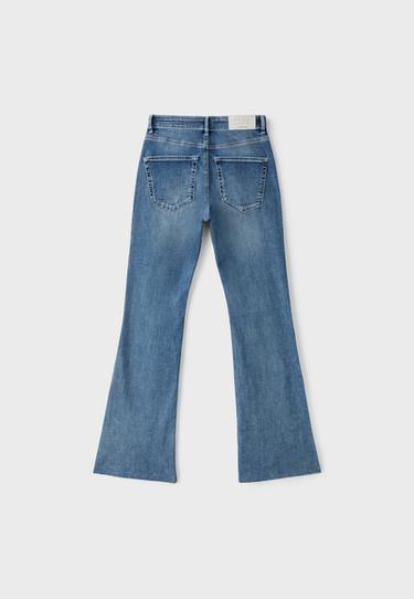 D74 bell bottom jeans with split — OVERDYED BLUE DENIM 8