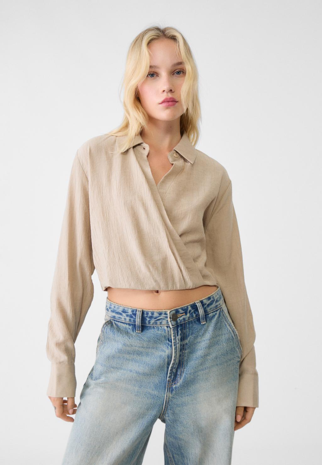 Long sleeve surplice shirt