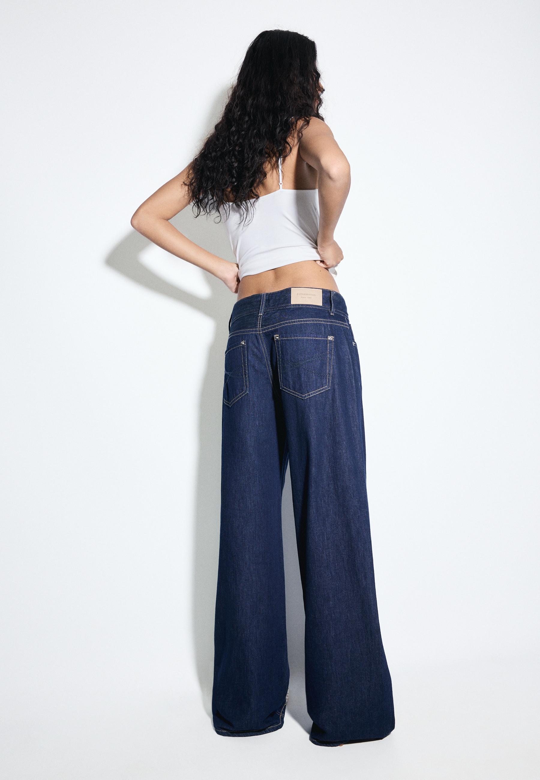 Low-waist double-button jeans — RINSE BLUE DENIM