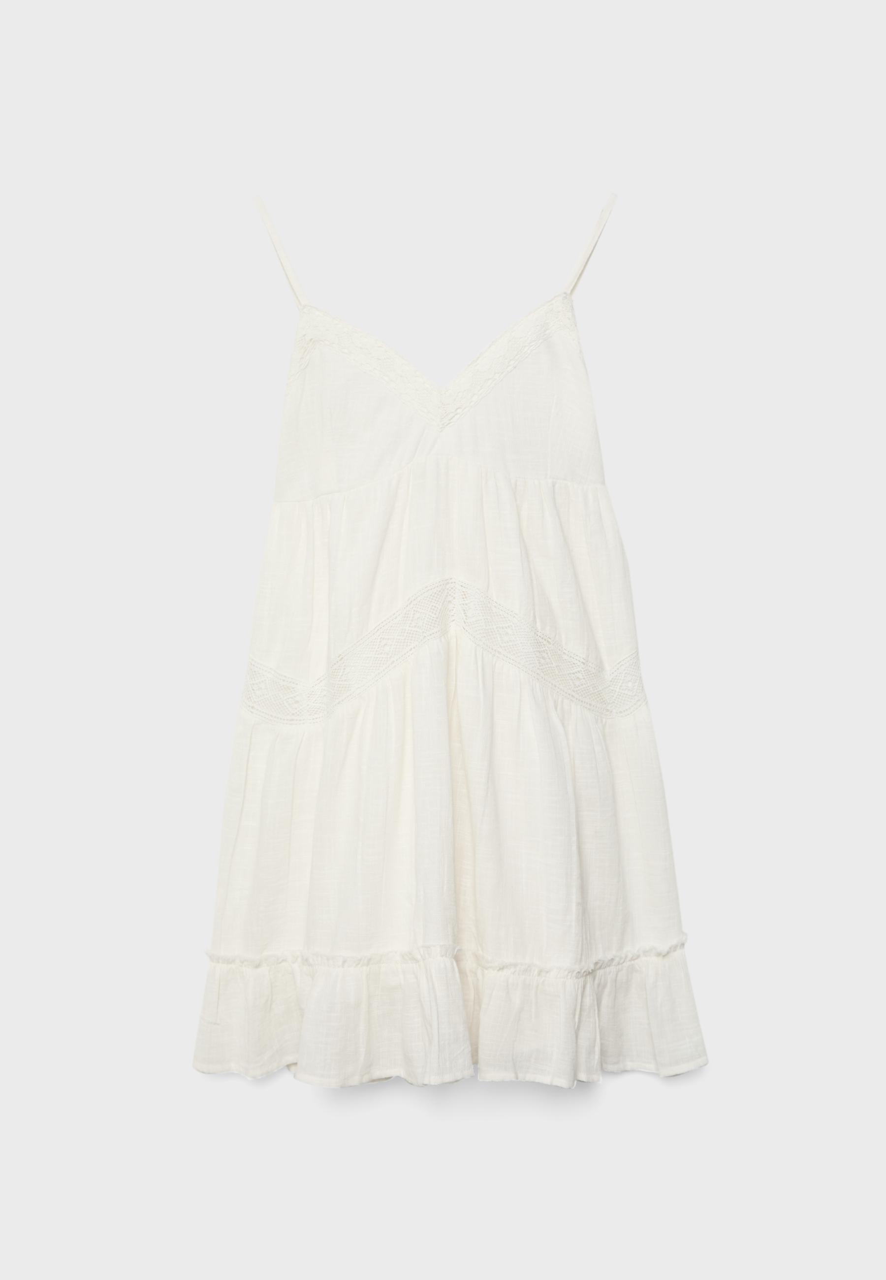 Short dress with lace detail — Ecru