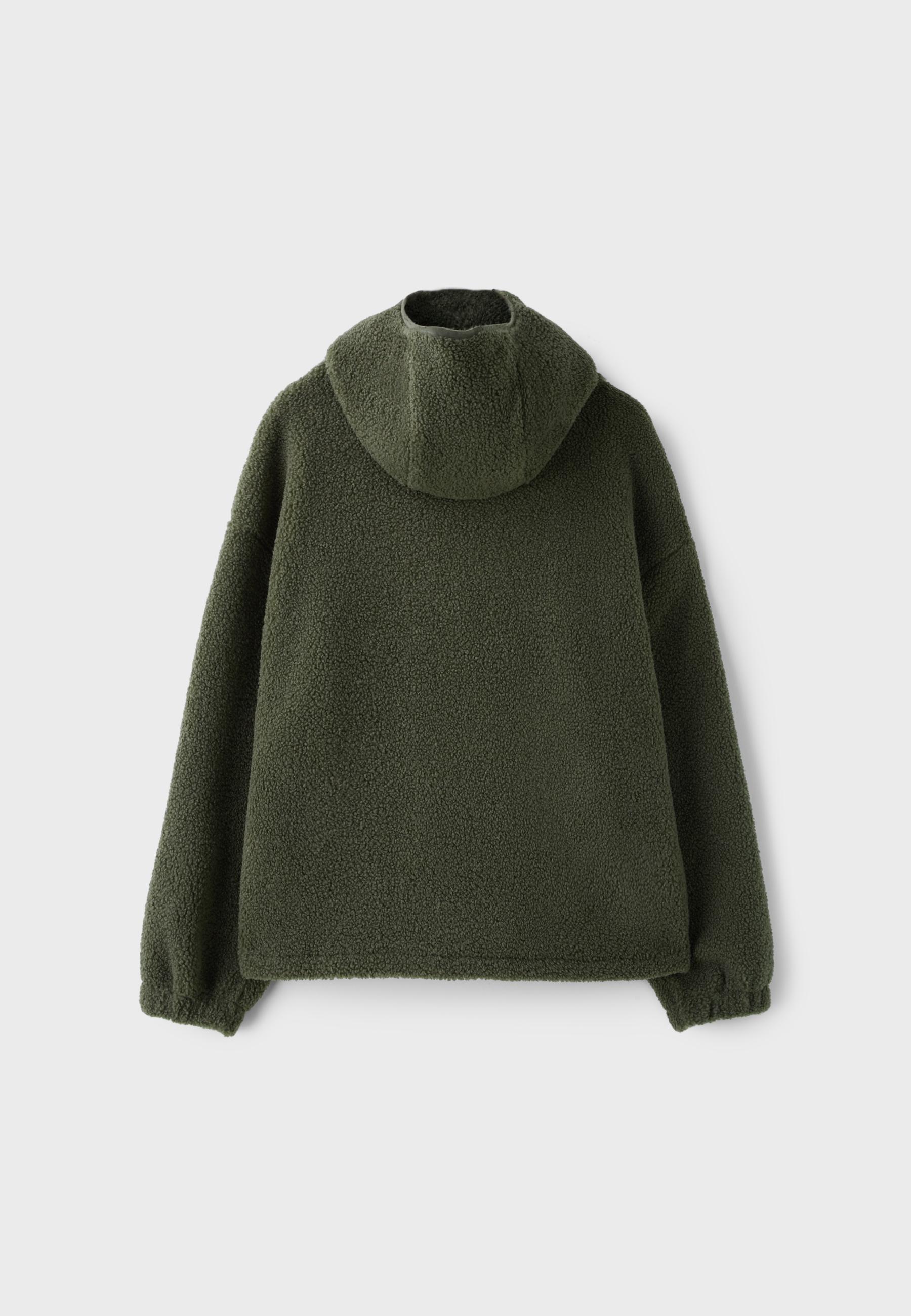 Faux shearling coat with toggles — Khaki
