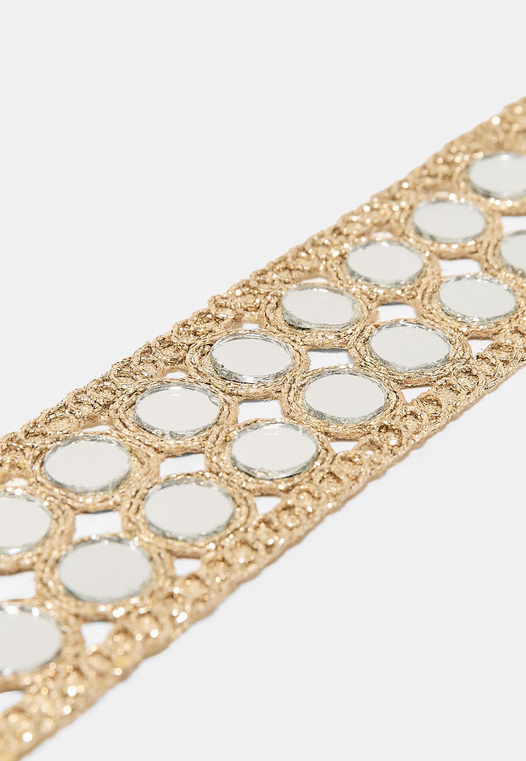 Double-mirror choker necklace — Gold