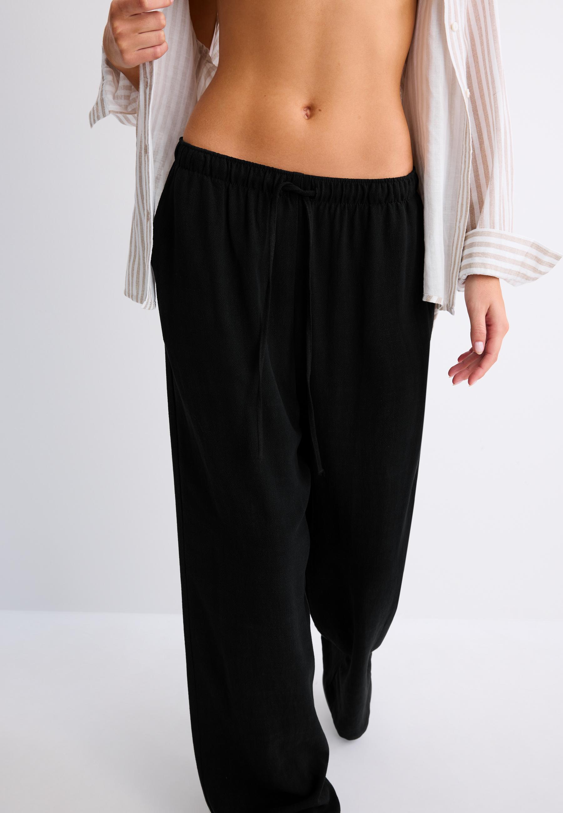 Keten görünümlü düz pantolon - Görsel 6
