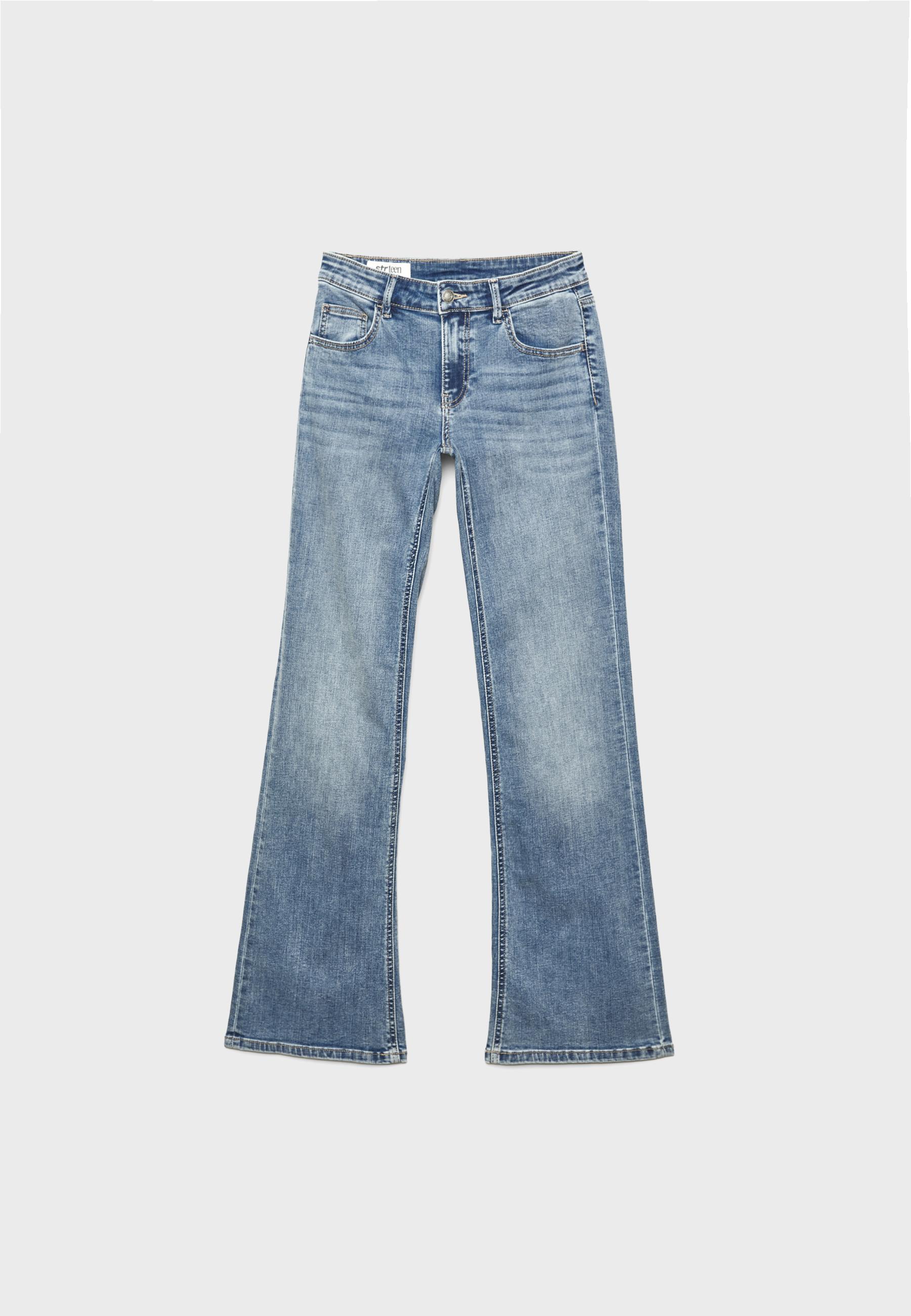 Low-rise bell bottom jeans — MEDIUM BLUE DENIM