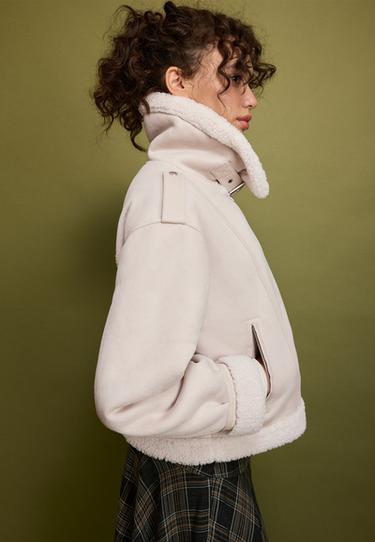 Double-faced biker jacket — Ecru 6