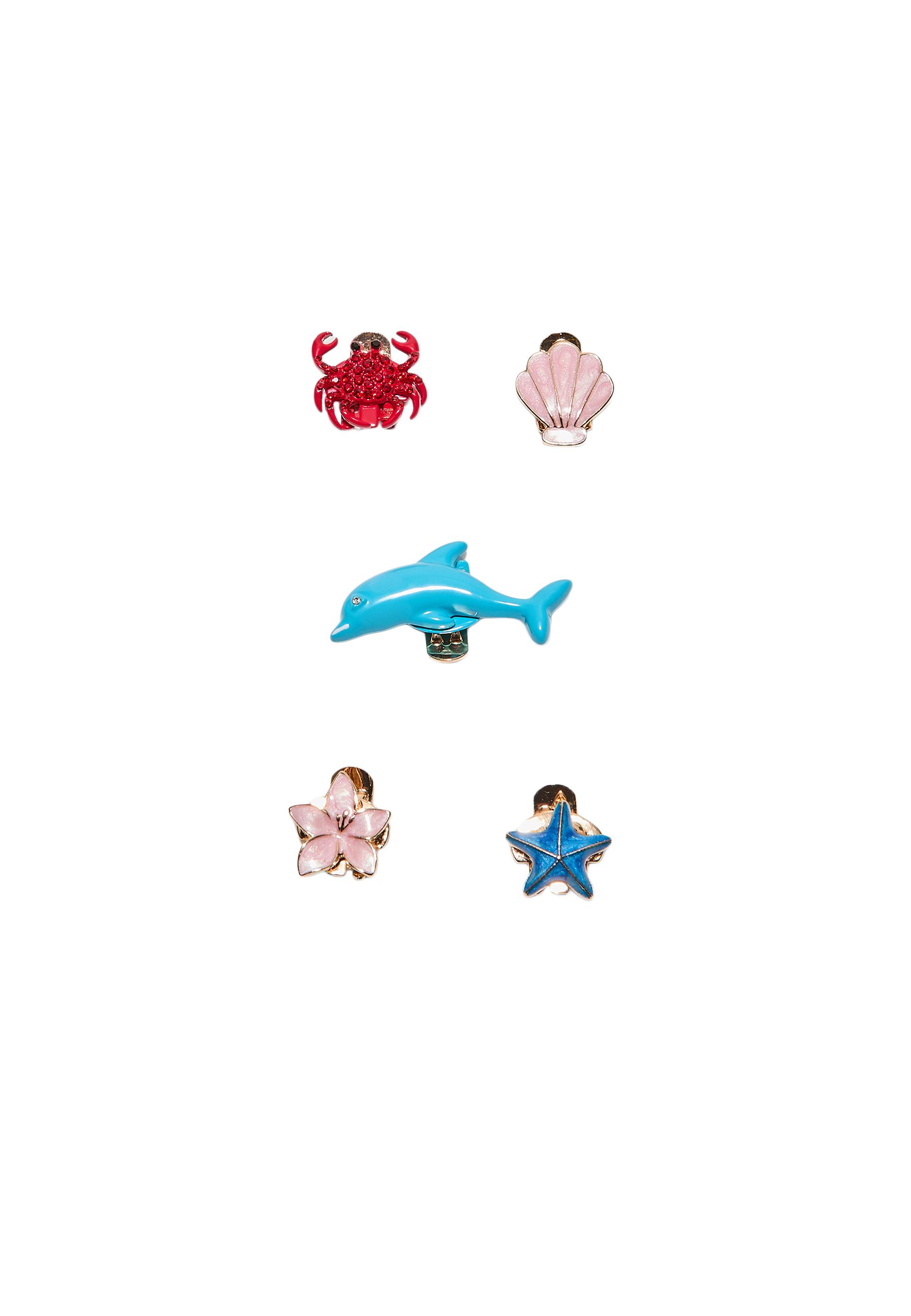 Set of 5 Summer Footwear Pins — Blue