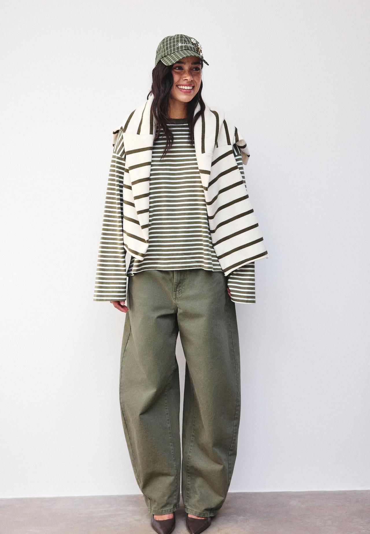 Striped long sleeve T-shirt — Khaki