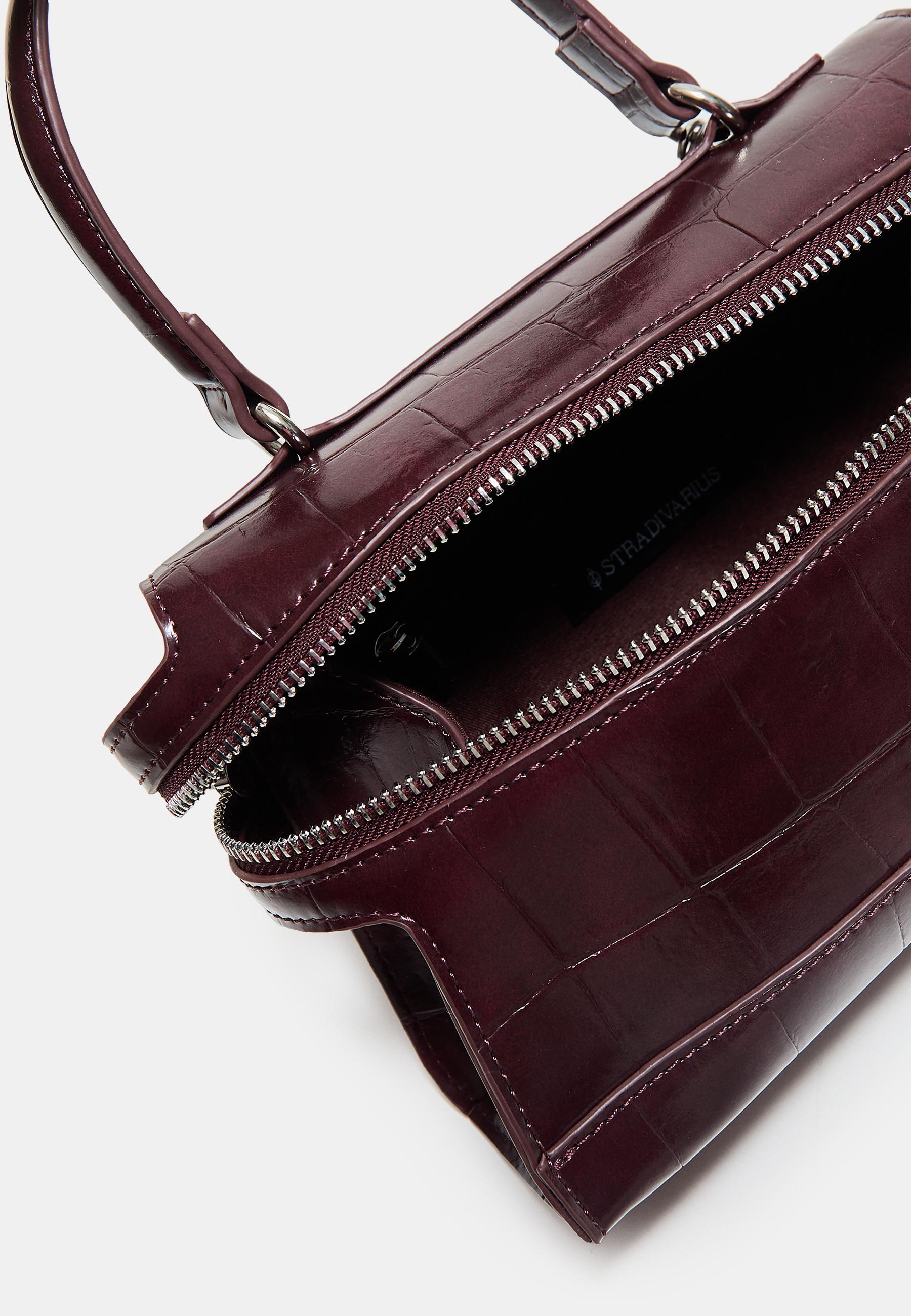 Mini coconut-effect crossbody bag — Burgundy