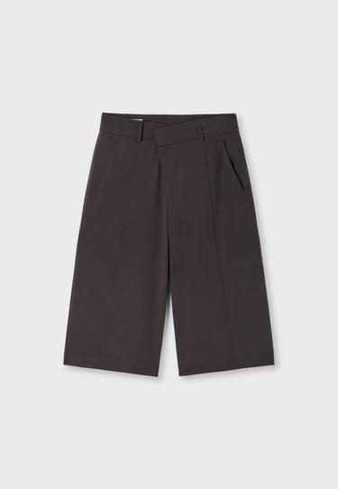 Cross-waist smart Bermuda shorts — Brown 7